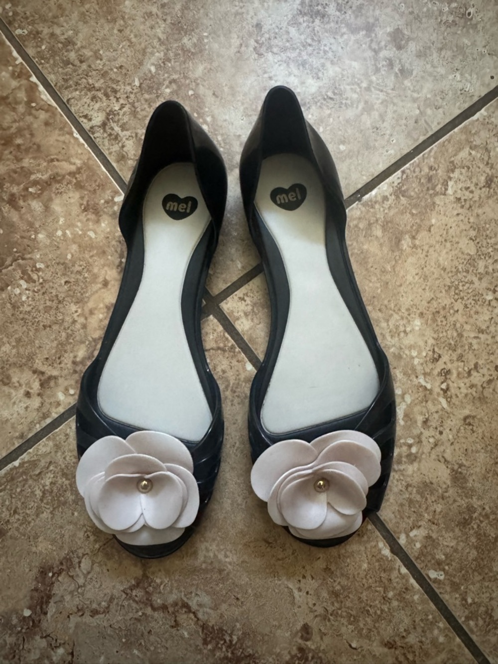 🆕 MEL by Melissa Black Floral Toe jelly Ballet Flats